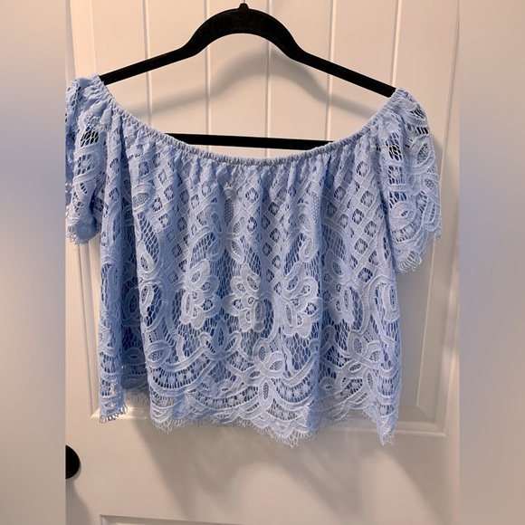 5/$25 Item Express Off Shoulder Lace Crop - Picture 5 of 6